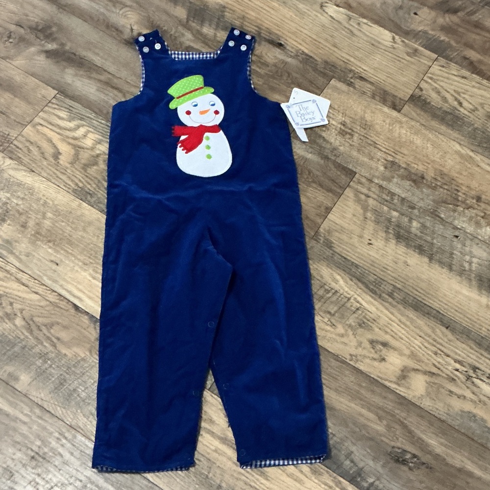 New The Bailey Boys Reversible Snowman / Bee Childrens Overalls 3T